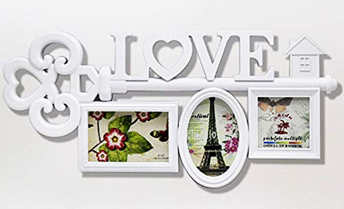 Acan Cornice portafoto da parete multipla decorazione della casa multicornice portafoto in PVC (3 foto, bianco)