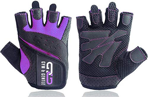 Gym & Gentle Gants de fitness pour femme - Protection pour le sport, la musculation, le vélo, le bodybuilding, les haltères, la gym (violet, L)