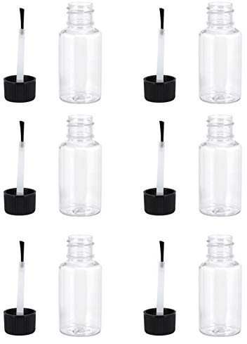 Healifty 6pcs 20ml Empty Nail Polish Bottle Refillable Nail Polish Nail Touch Up Bottle with Brush for Nail Make Up