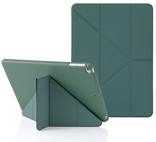 MuyDoux Funda Origami para iPad 9,7 Pulgadas 6ª/5ª Generación (2018/2017), y Compatible con iPad Air 1 (2013) / iPad Air 2 (2014), 5 en 1 Múltiples Ángulos de Visión, Auto Sueño/Estela, Verde Pino