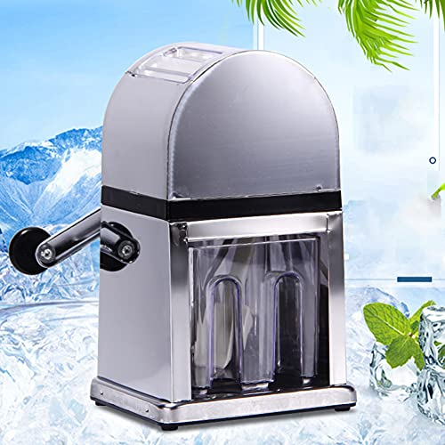 FONDUO Manueller Eiszerkleinerer, Edelstahl Eiscrusher |Crushed Ice-Maschinen, Tragbar EIS-Zerkleinerer, Edelstahl Shaved Ice Machine Eiscrusher