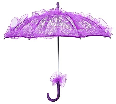 HERCHR Spitze Sonnenschirm Regenschirm - Mini Faltbarer Brautschirm Spitze Blumen Sonnenschirm Regenschirm Hochzeit Zubehör ideal für Brautjungfern und Blumenmädchen - Foto Prop Blau(Violett)