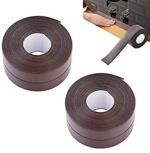 ProsXinty Badezimmer Dichtband, Wasserdichtes Dichtungsband, PVC Flexibles Dichtungsband; Geeignet für Badezimmer, Küche, Ecke wasserdichtes Klebeband (Kaffeefarbe 3.2M), Braun