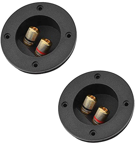 Wanfoou 2 Pcs Speaker Terminal Box,2 Way Speaker Box Terminal Binding Post Cup,Binding Post, DIY Home Car Stereo, for Home, Hall, Hotel, etc(Black)