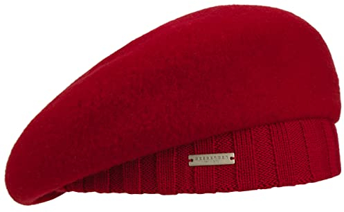 Seeberger Wollfilz Barett mit Strickkrempe Damen -, rot, 6 3/4/7 1/4