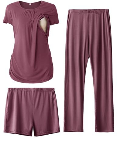 SUNNYBUY Soft Ensemble de Pijama, Bordeaux, S Femme