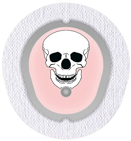Aufkleber Sticker für Dexcom G7 Sensor 2x Totenkopf myDili Diabetes-Zubehör Farbe rosa
