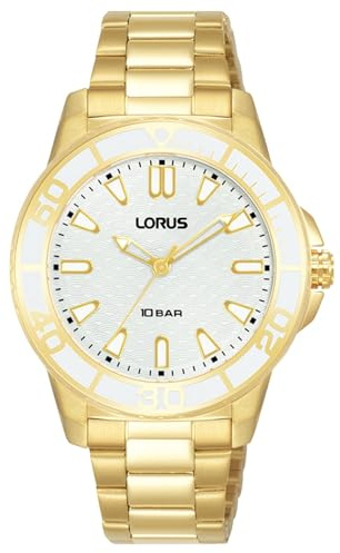 Lorus RG256VX9 Women's Analogue Quartz Watch with Metal Strap, Gold White