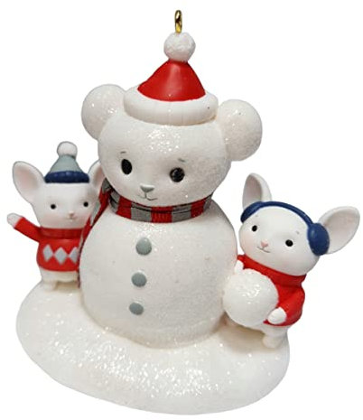 Hallmark 2022 Merry Mice Building a Snowman Special Edition Weihnachtsbaumschmuck aus Kunststoff