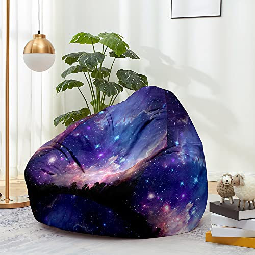 FANSU Sitzsack Waschbar 3D Sternenklarer Himmel Sitzsack Ohne Füllung Sitzsäcke für Kinder Erwachsene Sitzsack Outdoor Indoor Stofftier Aufbewahrung mit Reißverschlus (100x120cm,Nachthimmel)