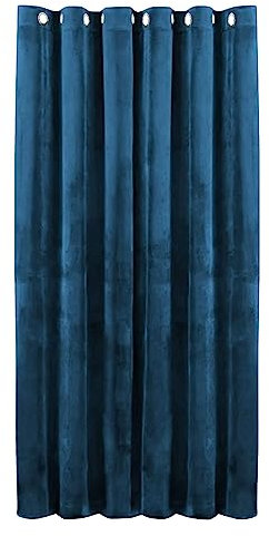 Hafaa Navy Blackout Curtain for Bedroom – 66 wide x 84 inch drop Super Soft Crushed Velvet Curtain for Living Room – 1 Panel Eyelet Curtain with Matching Tie Back (168cm x 213cm)