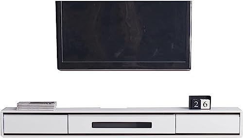 Wandmontiertes TV-Gerät, schwebender TV-Ständer mit 2 Schubladen – wandmontierter TV-Schrank, Entertainment-Center, Medienkonsole, schwebendes TV-Multimedia-Aufbewahrungsregal für AV-Receive