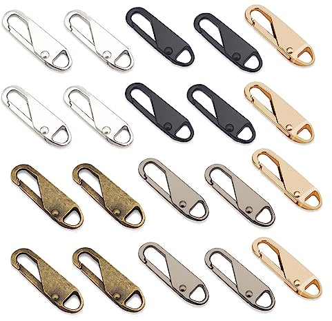 Reißverschluss Zipper Ersatz, 20 Stück Reißverschlussschieber Abnehmbarer Reißverschlussgriffen Metall Reisverschluß Reparatur Set Anhänger Reißverschlüsse Puller Zipper Tabs