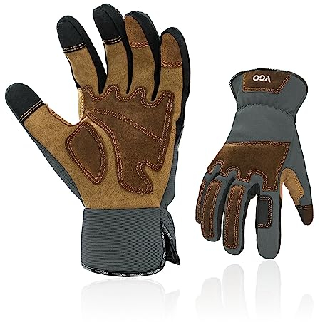Vgo... 1 paire de gants de jardinage, gants de sécurité，Gants de travail pour hommes, anti-crevaison, anti-épines, antidérapants (SL7475) (Gris, M)