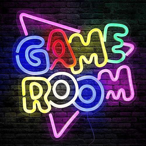 Game Room Neon Signs, USB Powered Neon Gaming Sign, Colorful Wall Decor Gamer Neon Sign Gaming Room Accessories for Bedroom Game Room Gaming Zone Game Party Gifts