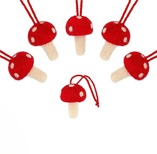 6 Stück Weihnachts Pilz Dekoration,Weihnachtsbaum Hängeornamente Weihnachtsbaumschmuck Christbaumschmuck Weihnachtsdekoration Weihnachtsanhänger Weihnachtsbaum Anhänger Pilzornamente,3 cm x 5 cm