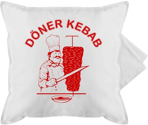 Shirtracer Kissenbezug - Karneval & Fasching - Kissen - Original Döner Kebab Logo I Döner Kebap I Döner Geschenke - 50 x 50 cm - Weiß - karnevalskissen Fasching- Doner Pillow sofakissen mit Carnevale
