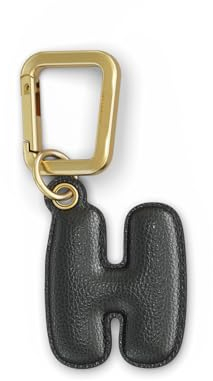 UNTAGS - Charm Lettera H - Materiale Effetto Pelle - Ciondolo per Smartphone, Portachiavi con Moschettone in Metallo Colore Oro Incluso - Nero
