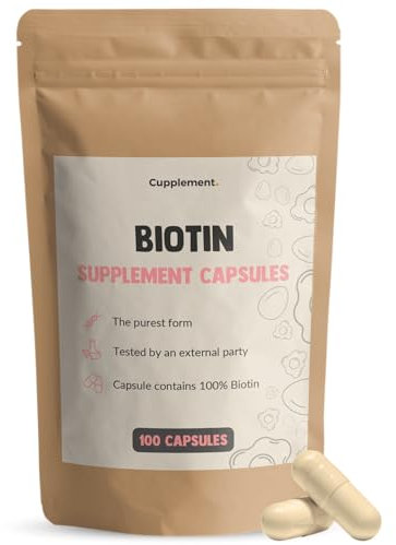 Cupplement Biotin 60 Capsules 10000mcg per Capsule – Cheveux – Superfood – Supplément – Croissance des cheveux – Sans poudre, 5mg, 10000, comprimés – Biotène – Biotine – Vitamine
