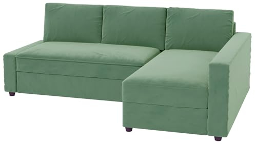 HomeTown Market Nur Sofabezüge. Strapazierfähiger Friheten Sofa bezug, kompatibel mit IKEA Friheten Schlafbett Eckbezug. (Samt grün Links Länger)