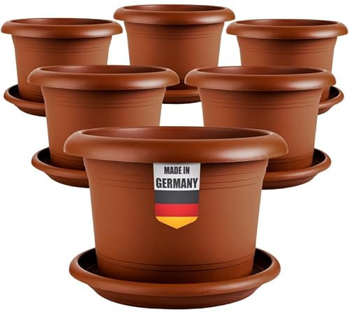 2friends Lot de 6 pots de fleurs, élégants, diamètre : 15 cm, compacts, pour l'intérieur et l'extérieur, idéal pour les plantes succulentes et les herbes, robustes et résistants au gel, terre cuite