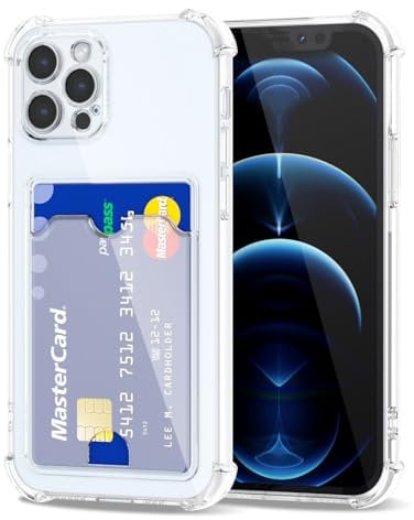 Svanove for iPhone 12 Pro Max Case Wallet Clear, Card Holder Case with Credit Card Slot, Thin Slim Transparent Silicone Grip Soft Rubber Protective Shockproof Airbag Bumper for Women, Clear