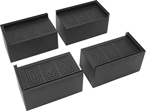 Lot de 4 Rehausseurs de Meubles Noirs, 4 Pieds Rectangulaires élargis, Tapis de Pieds Rectangulaires, Rehausseurs de Lit, canapé, Pieds en Caoutchouc Surélevés, Pieds de Table,