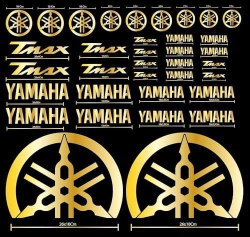 GENERICO ADESIVI COMPATIBILI PER YAMAHA TMAX T- MAX 500-530 - 560 COLORE ORO KIT 35 PEZZI