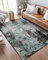 DEFYNEE Wohnzimmerteppich 120x180 cm, Rutschfester Teppich maschinenwaschbar Moderner Abstrakter Teppich für Wohnzimmer und Schlafzimmer, Blauschwarz