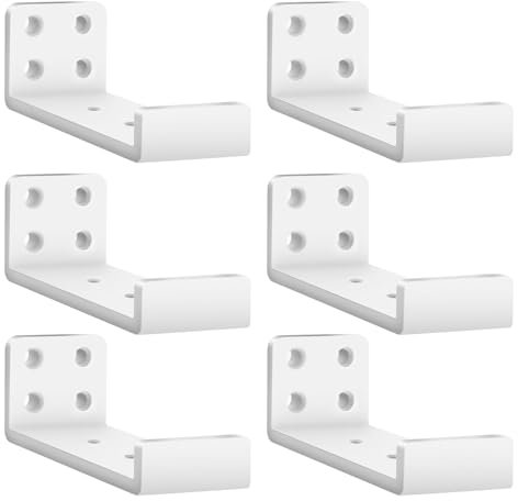 MLOQI 6 stück Regalhalterung Weiß mit Lippen, Regalwinkel Schwerlast, Regalhalter Metall, Schwerlastwinkel Wandhalterung Winkel Regal, 0,5 cm Dick, Tragkraft 50 KG (Weiß 15,3 cm)