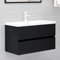 TREISL Meubles de salle de bain noir 80x38,5x45 cm en aggloméré meuble sous-sol espace supplémentaire armoire de salle de bain apparence ordonnée meuble lavabo robuste meubles multifonctions