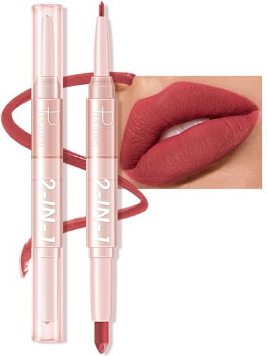 Waterproof Lip Liner Stain Pencil - Double-ended 2-in-1 Waterproof Lipstick Lip Liner for Women Matte Long-lasting Matte Satin Finish, Nourishing and Non-fading (#03, 18g)