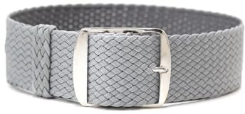 ClassicWatchStraps Perlon Uhrenarmband | Hellgrau - 18 mm - Schließe: Silber Gebürstet | Nylon | Ersatz-Armband
