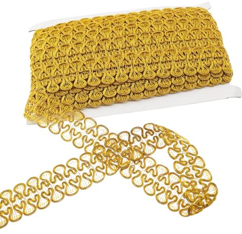 yyangz 1 Rolle 12 Meter Goldener Schmetterling Wave Spitze PVC Gold und Silber Seide Ethnische Spitze Zubehör Dekorative Hut Kissen Nähen Bettwäsche Lampen Bildschirme Sofabezüge Heimdekoration