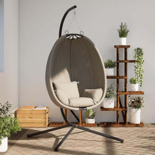 Gecheer Hängesessel Ei-Design Stoff und Stahl bequem gepolstert schaukelnd für Wohnzimmer und Garten