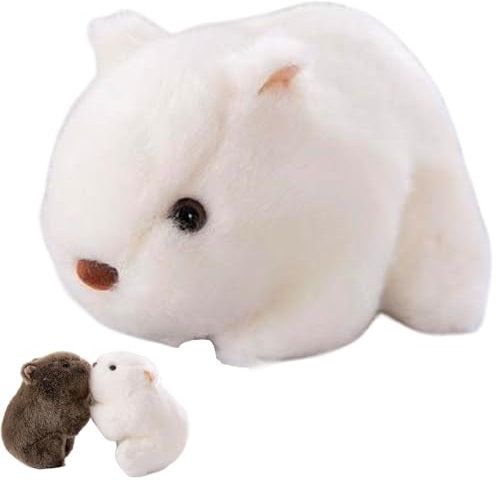 AQCQDQ Wombat Plüschtier Simulation eines süßen Wombat Plüschtier,realistische Plüschspie Spielzeug Braun Wombat für Freunde und Kinder (20 cm,White)