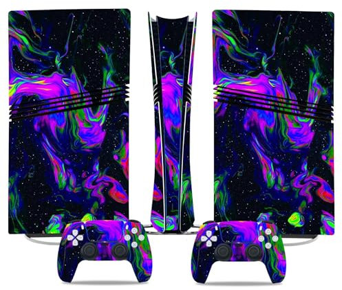 Anti Rayures pour PS5 Pro Skin Disc Edition & pour PS5 Pro Skin Digital Edition Console Et Contrôleur Vinyl Cover Skins Wraps Scratch Resistant Compatible 91455 sans Mousse(Digital Edition)