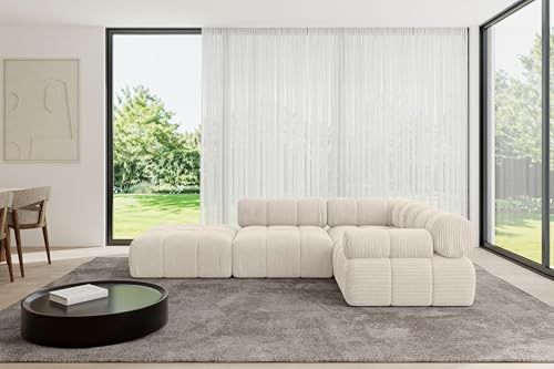 ALTDECOR Modulares Sofa Ecksofa in L-Form Corner modular Sofa Eckcouch Couch Wohnlandschaft Cauchsofa Polstersofa Felto-L1-285x190x70 cm Beige
