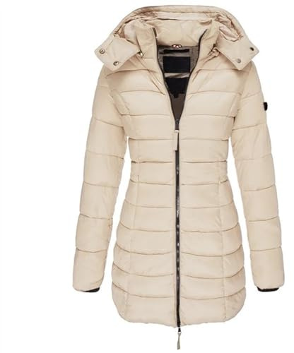 Damen Wintermantel Warmer Steppmantel Lang mit Abnehmbarer Kapuze Mehrere Farben Große Größen S-3Xl Eleganter Outdoor Mantel