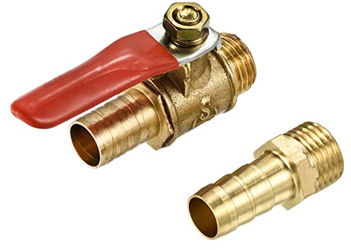 QUARKZMAN Laiton Cannelé Tuyau Raccord Connecteur Adaptateur 10mm Cannelé x G1/4 Mâle et Laiton Air Bille Vanne Arrêt Interrupteur G1/4 Mâle vers 3/8, 6 en 1 Ensemble