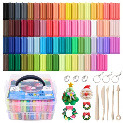 Artecho 70 Farben Polymer Clay Set mit 5 Werkzeug & Zubehör | Ofenhärtend, weich & ungiftig. Komplettes DIY-Modellier-Set & Geschenk für Anfänger, Künstler und Erwachsene
