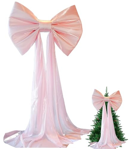 Lazo de Terciopelo Extra, Adorno de Lazo Gigante para árbol de Navidad de 20x102 Pulgadas, Lazos de Terciopelo de Gran tamaño para decoración de Vacaciones y Bodas