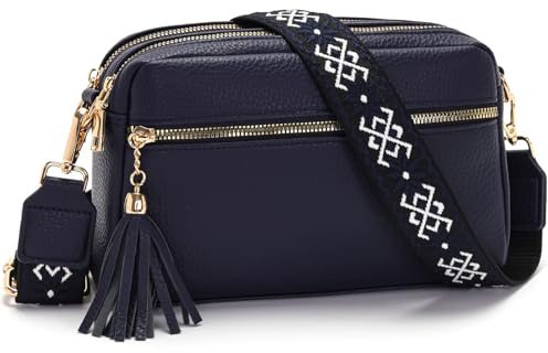 LANXINGLUO Handytasche umhängetasche damen，handtasche damen mittelgroß mit 4 Fächern，mit Verstellbar Abnehmbar Breiter Gurt，crossbody bag schwarze