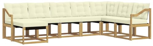 vidaXL Outdoor-Sofagarnitur mit Kissen 8 pcs Weiß und Creme, Garten Sofa, modernes Ecksofa, Robustes Sitzmöbel, Möbel für Terrasse, gemütliche Lounge