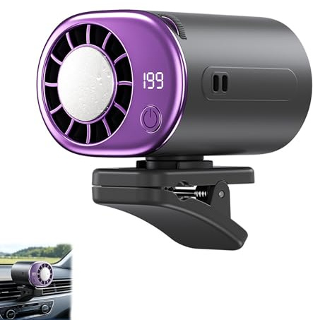 Climatiseur à clipser pour voiture, ventilateur portable 2026 avec affichage LED et semi-refroidissement à 16 ℃, rotation à 360°, 199 vitesses réglables, rechargeable par USB pour voiture, SUV, camion