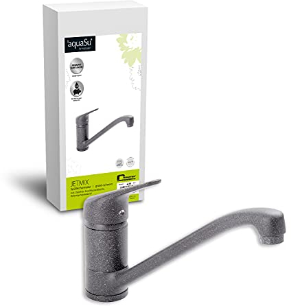 AquaSu 06398 2 Einhandmischer Jetmix für Spüle, Küchenspüle, Granit/Schwarz