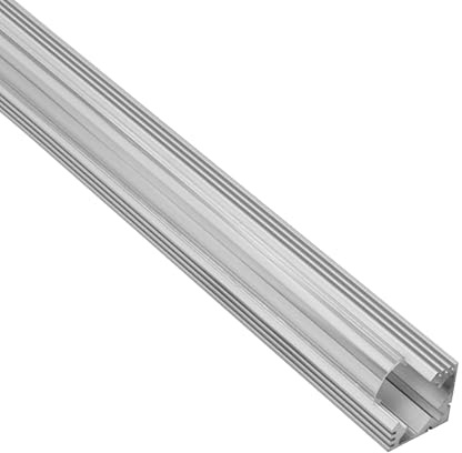 A19 LED Aluprofil Silber Eckprofil 90° LED-Schiene für LED-Streifen 2m klar | Für sauber eingelegte LED-Streifen mit geschützter Führung und gleichmäßiger Lichtverteilung, Abdeckung klar