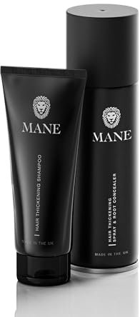 Mane - Haarverdichtung Shampoo & Mähne Haar Verdickungsmittel & Root Concealer (200 ml) - Schwarz