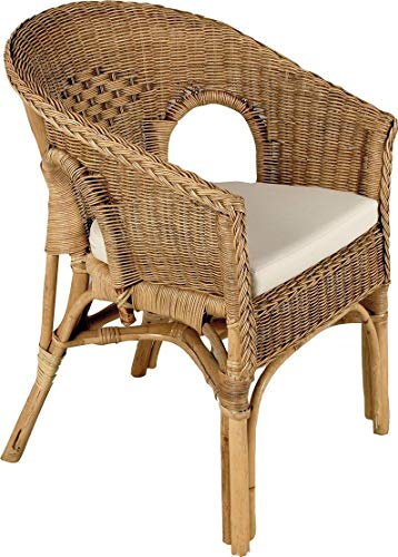 AUBRY GASPARD Fauteuil Rotin Marron Patiné 57 x 57 x 80 cm
