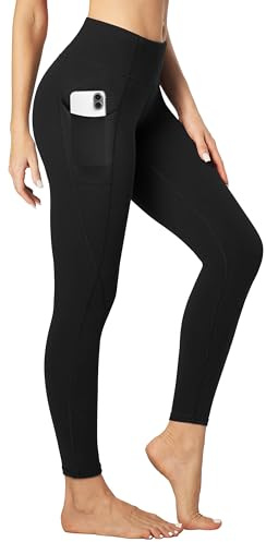Heathyoga Leggings with Pockets for Women Tummy Control High Waisted Yoga Pants Women Compression Workout Leggings Black